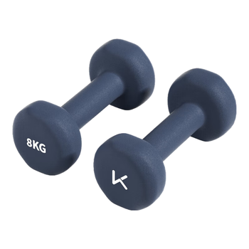 Keep彩色浸塑哑铃男士家用家庭健身肌肉塑形暗夜蓝 8kg*2