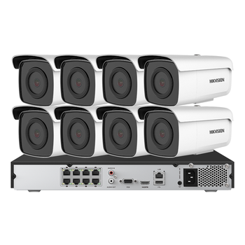 HIKVISION海康威视监控器摄像头8路套装800万高清星光夜视室外录音网线供电手机远程8T硬盘3T86解决方案
