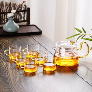 玻璃茶壶日式木把加厚玻璃侧把煮茶器过滤实木把功夫茶具套装泡茶壶sn