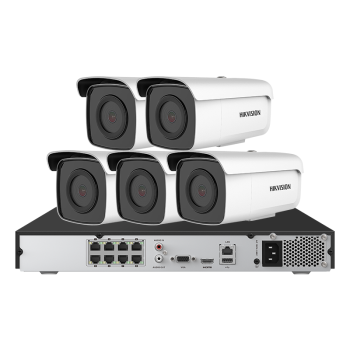 HIKVISION海康威视监控器摄像头5路套装800万高清星光夜视室外录音网线供电手机远程4T硬盘3T86解决方案