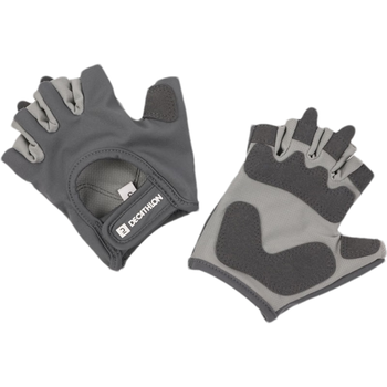 迪卡侬健身手套女男防滑半指单杠耐磨引体向上灰色100-初阶S 4712703