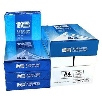 傲雪A4打印纸 70g克500张*5包一箱 热销复印纸 双面草稿纸 整箱2500张