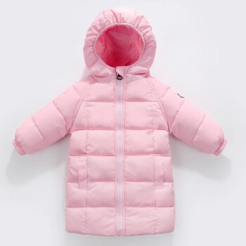 冬季白鸭绒保暖加厚中长款羽绒衣服休闲防风粉红色110码建议身高100cm