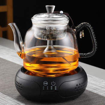 老白茶专用煮茶器办公室家用烧水茶具套装藤编b款1300ml鼓形黑炉4茶杯