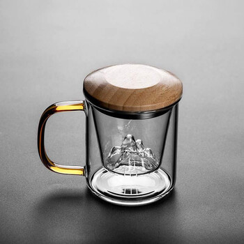 欧美办公室茶水分离茶杯家用玻璃杯男士带把泡茶杯花茶杯水