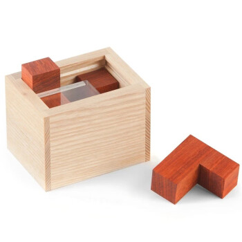 4lpuzzlegm同款1片玻璃和4块木头3d立体拼图解密烧脑华容道4l立体木块