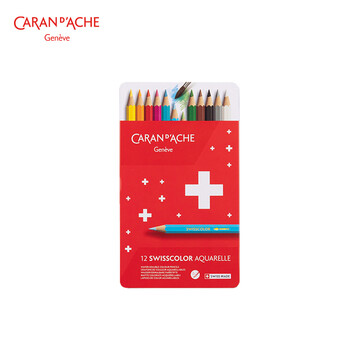 凯兰帝（CARANd'ACHE）瑞士卡达色彩铁盒水性彩铅12色彩色铅笔专业美术套装瑞士卡达1285712速写素描