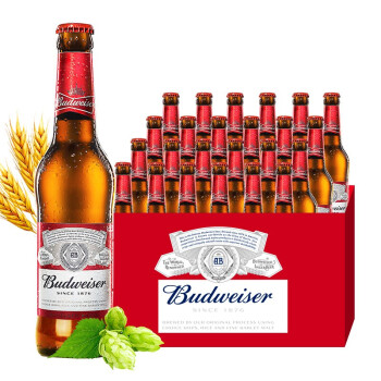 budweiser/百威 百威瓶装啤酒 经典醇正330ml*24瓶整箱