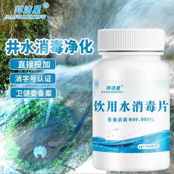 邦洁星饮用水消毒片1瓶 农村井水饮水消毒粉洪灾后净化水质消毒片食用级