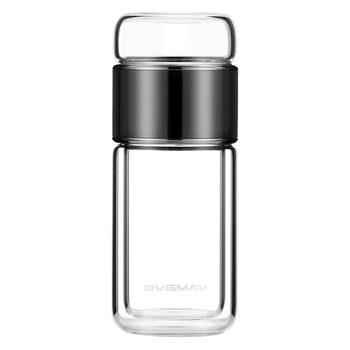 宝威玛（BVGMAV）英国玻璃杯 茶水分离带盖双层隔热透明玻璃高档高颜值泡茶水杯子