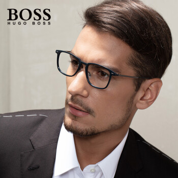 雨果博斯（HUGO BOSS）近视眼镜框架 男士商务黑色板材近视眼镜架方框潮款光学镜框 0975-807-18-53