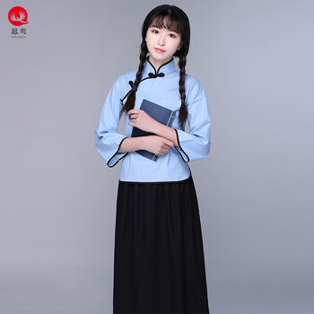 民国风青年中山装中式立领男女套装学生校服表演五四青年演出服女士