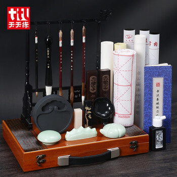 天天练(Tiantianlian)水墨云烟文房四宝套装笔墨纸砚师恩成人毛笔书法套装中秋礼物 TN-0636