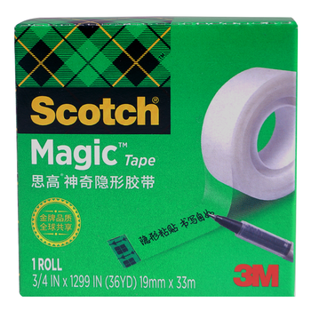 3M 思高 隐形胶带 磨砂透明神奇错题胶带 无痕隐形 可黏错题 办公用品 810-CQ33 19mm×33m 1包装