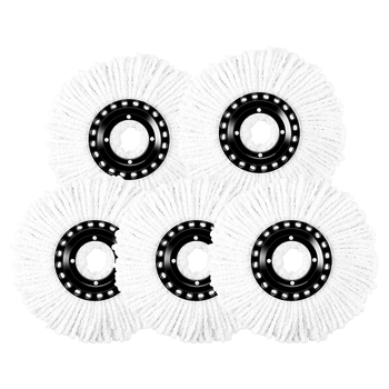 百世优品旋转拖把头配件5个装超细纤维拖布头吸水替换棉头墩布通用款加厚