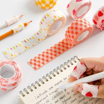 三年二班学生写字护指绷带易撕弹性自粘关节保护套防磨写字握笔器运动固定手指绑带 大全套-8个装