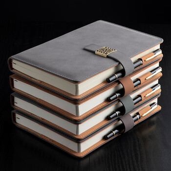 富利快  180张360页蓝色笔记本文具加厚笔记本子商务记事本a5皮面工作会议记录本日记本成人带搭扣