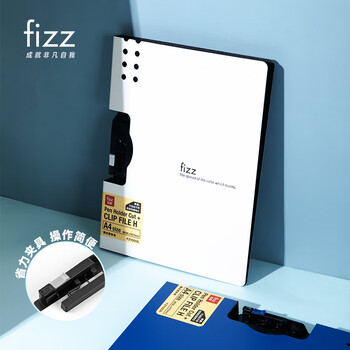 飞兹（fizz）省力夹具A4横式折页板夹资料夹按压夹加厚PP文件夹试卷资料收纳夹办公文具学生用品白色  FZ10006