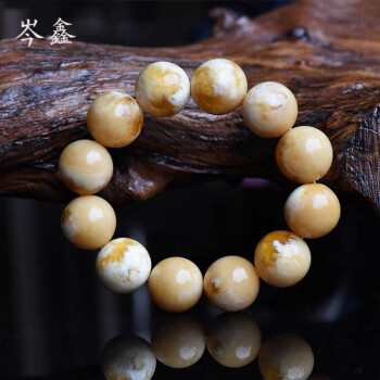 俄料白蜜蜡妖花手串骨瓷白琥珀圆珠手链男女款24mm