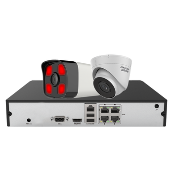 HIKVISION海康威视监控摄像头套装2路200万高清全彩夜视室内外手机远程网线供电带无硬盘B12HV3-LT解决方案
