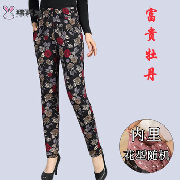 驼绒棉裤驼绒棉裤女加厚外穿加绒高腰带兜保暖裤冬季大码宽松中老年女