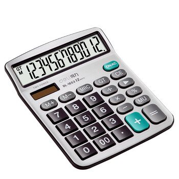 得力银白色双电源宽屏财务专用办公桌面计算器/计算机1653