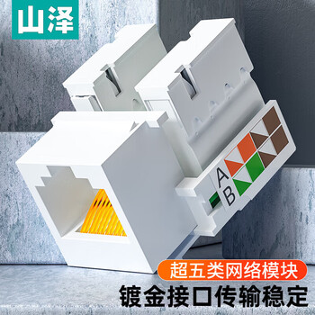 山泽超五类网络模块 CAT5e网线插座面板模块 RJ45水晶头母座电脑网线连接头直通头 WAN-04