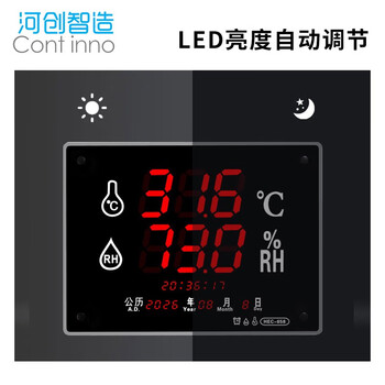 河创智造 工业温湿度显示仪 冷库实验室高精度数显温湿度计带报警校正挂钟 C款 4I00243