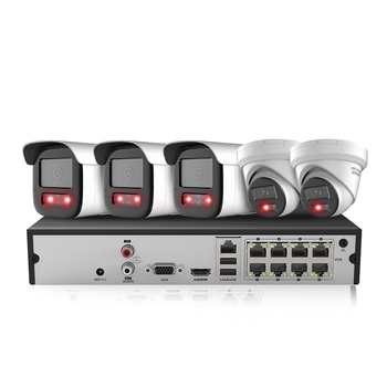 HIKVISION海康威视监控器摄像头5路套装400万2K高清星光夜视室外录音网线供电手机远程4T硬盘3T46解决方案