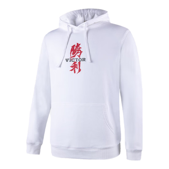 VICTOR威克多胜利羽毛球服男女同款帽衫卫衣T15106 白色 O