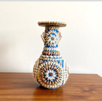 天然海螺贝壳工艺品手工创意礼品花瓶摆件家居装饰品地摊货源夜市蓝色