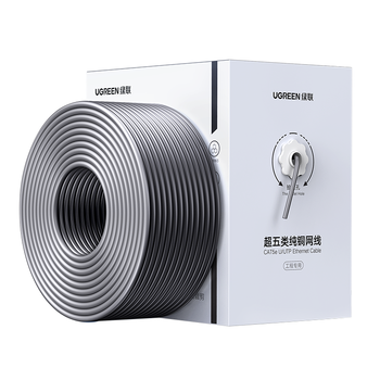 绿联超五类千兆网线【0.50±0.008mm纯铜芯】CAT5e千兆非屏蔽箱线 家装POE监控工程布线200米 90752