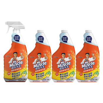 威猛先生（Mr Muscle）油污清洁剂650g+650g*3瓶替换装 厨房重油污净 厨房餐厅油烟净