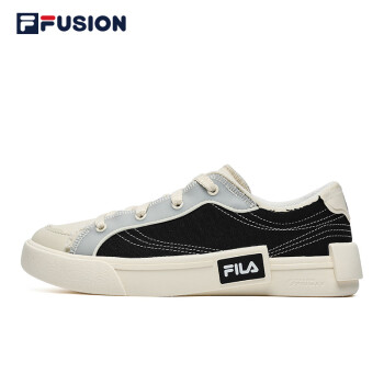 fila fusion斐乐潮牌帆布鞋女鞋2022秋轻便潮流运动休闲鞋pop 黑/米色