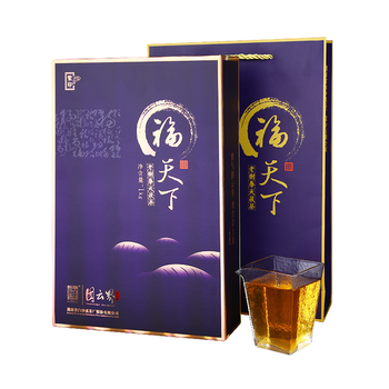 白沙溪茶叶安化黑茶金花茯茶砖茶紫印荒山料茶叶礼盒装1kg送礼袋