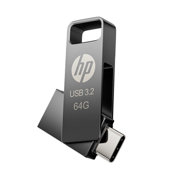 惠普256GB 双接口Type-C两用手机电脑USB3.2U盘 高速传输 航空级金属灰设计大容量车载办公学习优盘