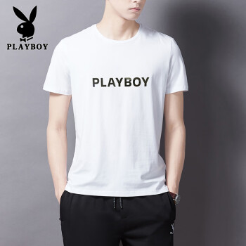 花花公子playboy短袖t恤男2022夏季情侣半袖上衣圆领印花运动t恤hhj