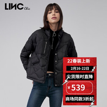 linc金羽杰轻薄羽绒服女短款秋季简约潮酷女士薄款羽绒外套商场同款