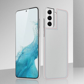 真皮后壳全包边防摔外壳galaxys22手机壳限量版保护套三星s22奢华白