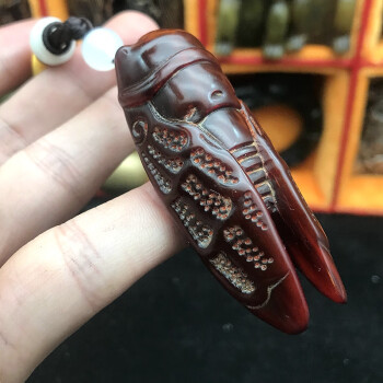 牛角把件手玩牛角金蝉手把件挂件摆件天然实心文玩仿古角雕精雕刻男士