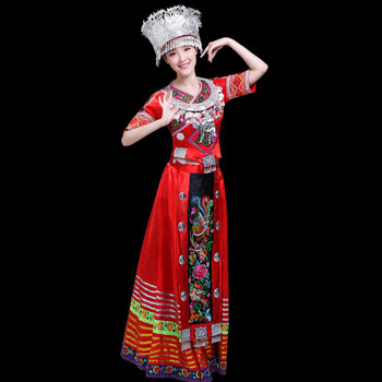 广西三月三服装新款苗族演出服云南少数民族服装瑶族壮族舞台表演服