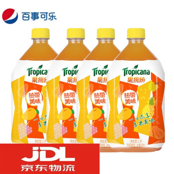 百事可乐纯果乐1升果缤纷热带美味1l装果味果汁饮料饮品4瓶