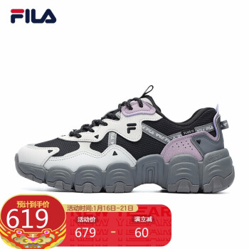 fila 斐乐官方 猫爪鞋女鞋 老爹鞋2021年秋休闲运动鞋透气 黑/南极灰