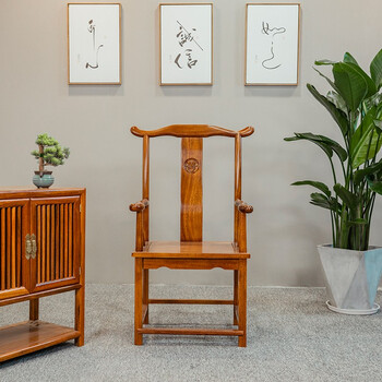 形素官帽椅明式家具实木椅子非洲进口黄檀木围椅仿古中式太师椅三件套