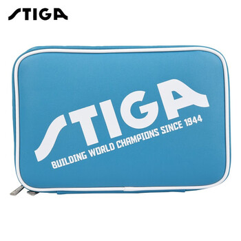 STIGA斯帝卡斯蒂卡 皮革乒乓球拍套拍包 双层方形乒乓球包 CP-5W21蓝色