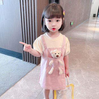 瓦林卡女婴裙子儿童背带裙女童4一5岁小女孩夏天女宝公主裙夏装套装新