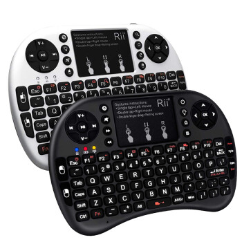 Rii无线可充电迷你键盘套装i8+静音便携背光家用智能键鼠掌上键盘办公室电视机顶盒HTPC笔记本电脑 黑色