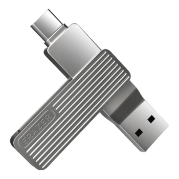 联想异能者64GB Type-C USB3.2 U盘 F500 Plus枪色读速180MB/s手机电脑两用360°旋转双接口优盘