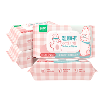 珍爱女性湿厕纸 卫生湿巾 洁阴私处清洁湿厕巾厕所用纸60片*4包