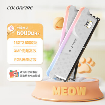 COLORFIRE 32GB(16Gx2)DDR5 6000 台式机内存条 MEOW系列 RGB灯条